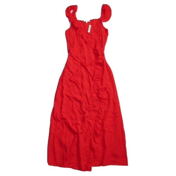 NWT Madewell Ruffled Wrap Maxi in Ripe Persimmon Red Lightweight Dress 00 - Picture 5 of 8